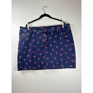 Denim Skort Blue Floral Print Size 22W Pickleball Golf Brunch Summer Tropical